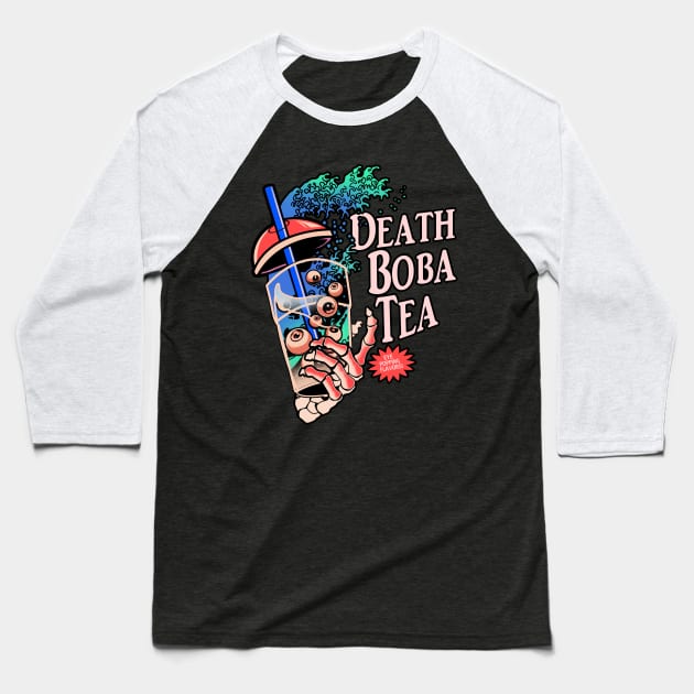 Death Bobba Tea Baseball T-Shirt by Heymoonly